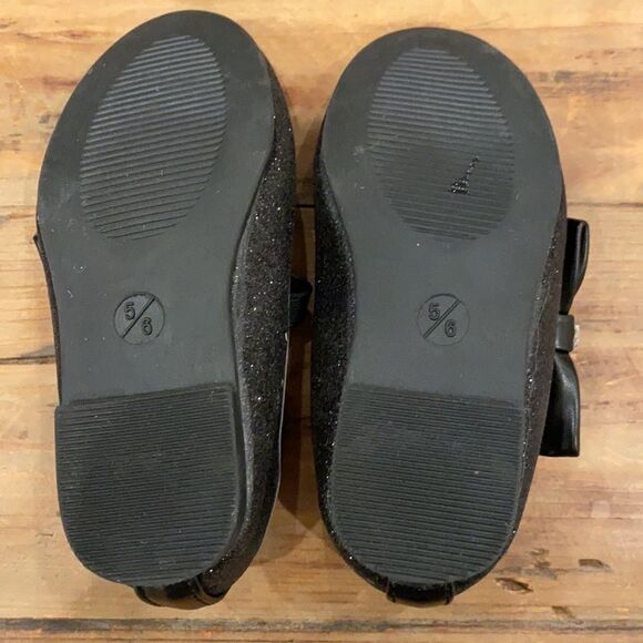 Lily & Dan Toddler Dress Shoe Black Glitter Rhinestone and bow Size 5/6 - Picture 8 of 16